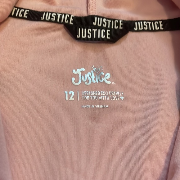 Girls justice fleece hoodie Sz 12 like new - Picture 3 of 4